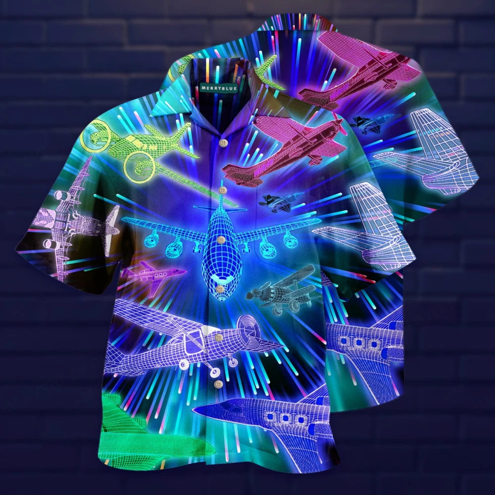 Men's Shirt Vocation Bus 3d Print Shirt Men Fashion Shirts Single-Breasted Short Sleeve Hawaiian Shirt Beach Dart Blouse Clothes